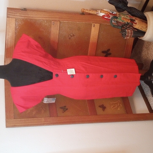 VTG 80’s/90’s NWT Avon Fashion Red Linen Dress - Picture 6 of 10